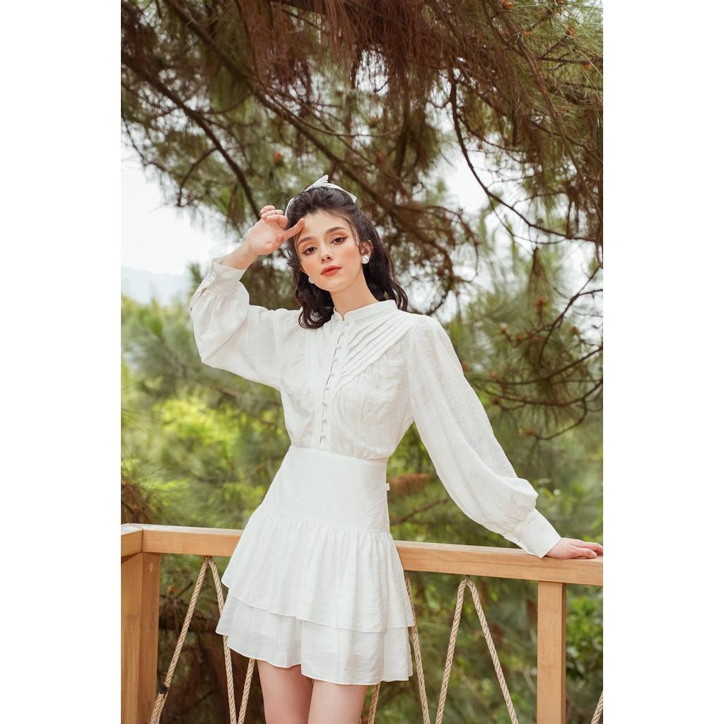 Váy liền nữ Méo shop tay bồng bo eo dáng xoè Juliing