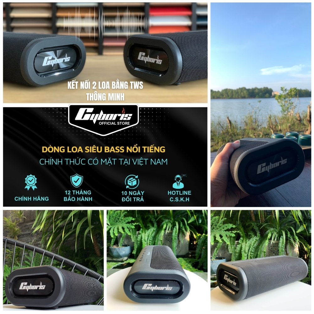 Loa Bluetooth Cyboris T9, Công suất 80W, Chống nước IPX5, Pin 10400mAh. Loa siêu Bass. Hàng Chính Hãng. Bảo hành 18 tháng