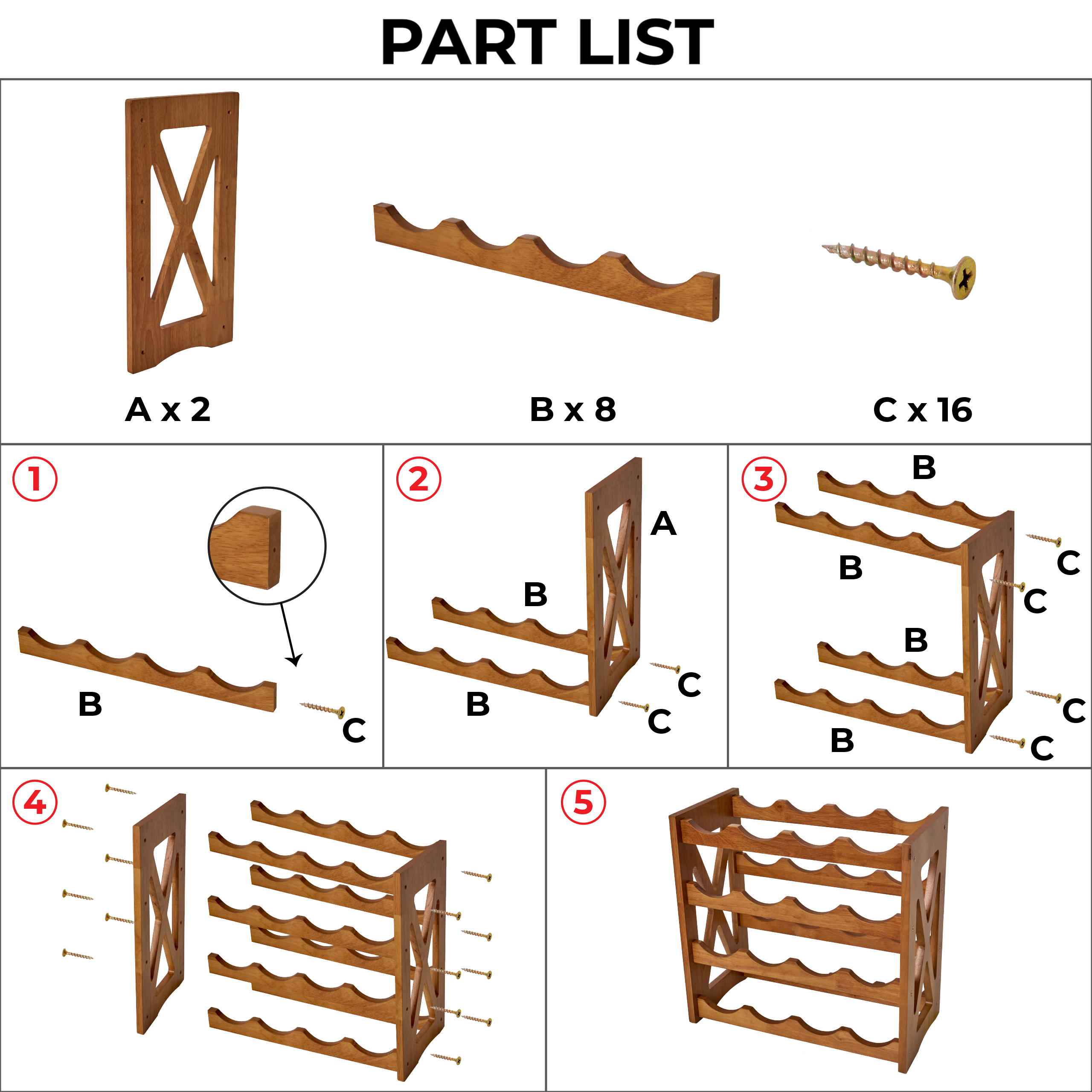 Kệ để rượu vang 4 tầng gỗ cao su