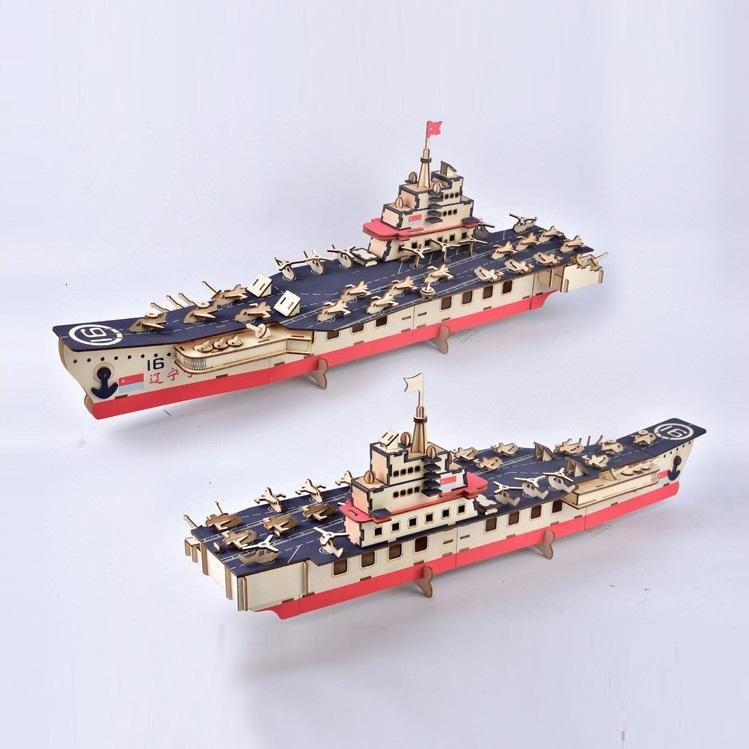 Mô hình lắp ráp 3D bằng gỗ - mô hình Tàu sân bay cỡ bự Aircraft Carrier- cắt laser