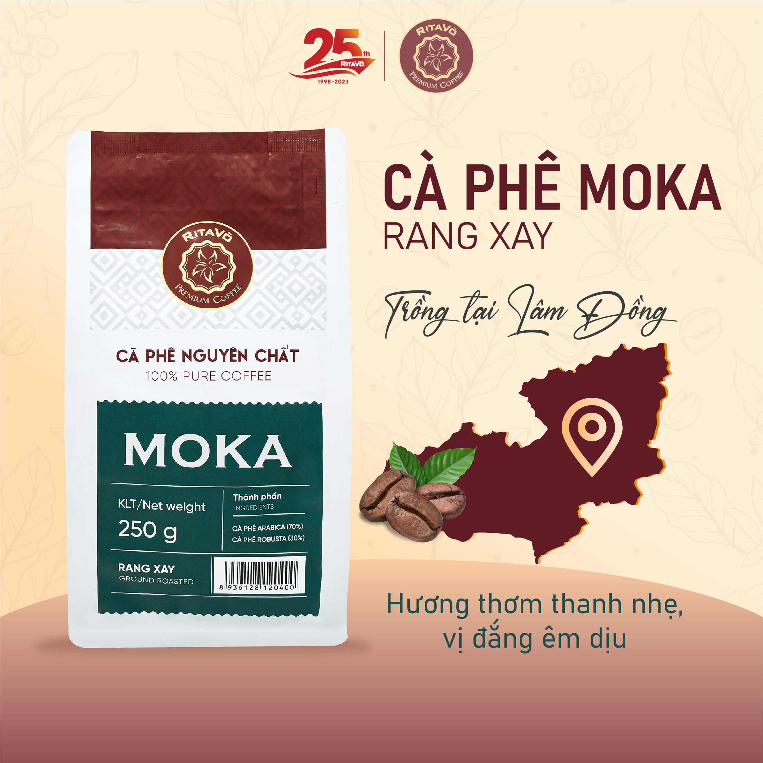 Cà phê rang xay Rita Võ Cafe Moka 250g