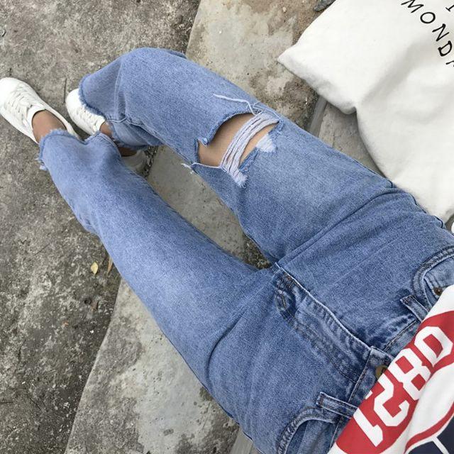 (Có sẵn) Quần baggy jeans rách ulzzang