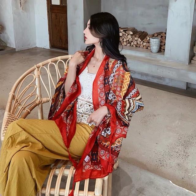 Khăn choàng thổ cẩm boho khăn choàng du lịch biển