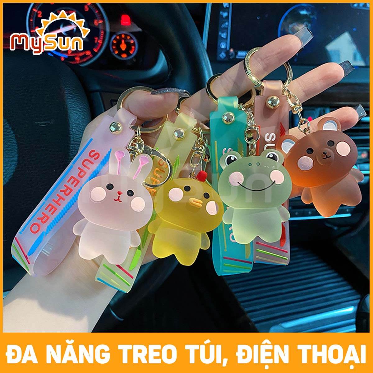 Dây móc treo chìa khóa xe máy, ô tô, điện thoại nhựa dẻo đẹp, cute dễ thương MySun