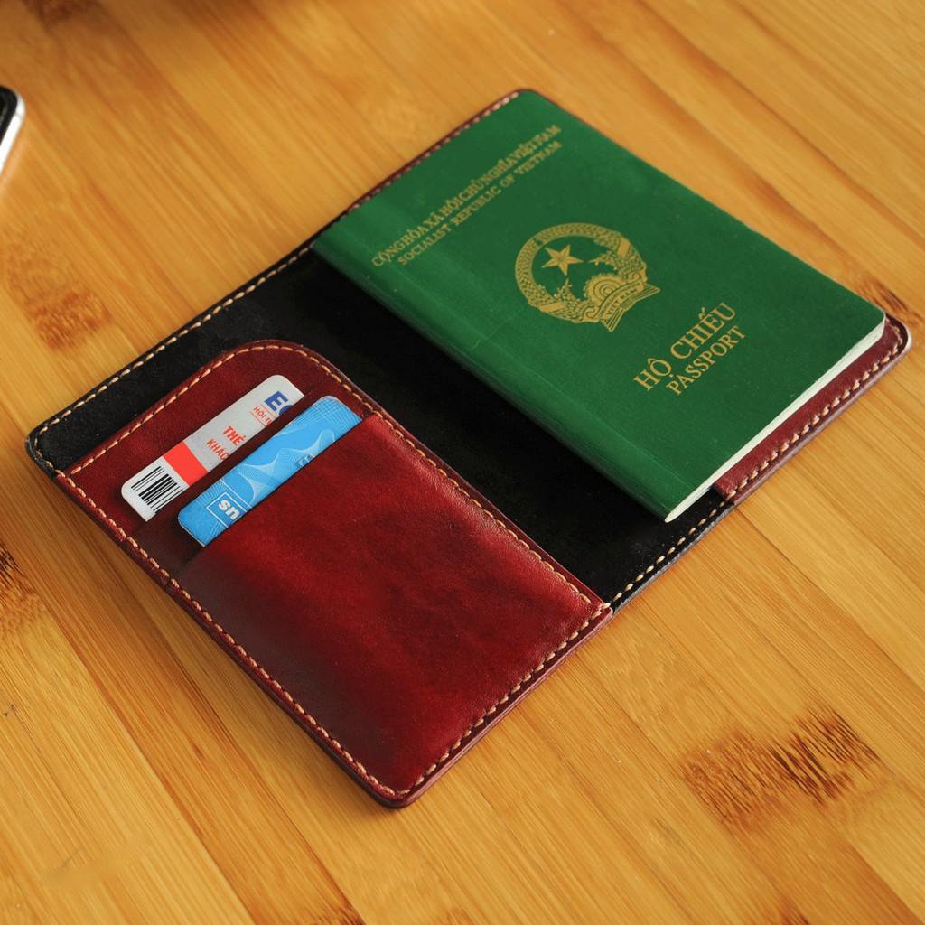 Bao da bọc sổ Passport - Da bò nhập khẩu - Đồ da Handmade DTV148