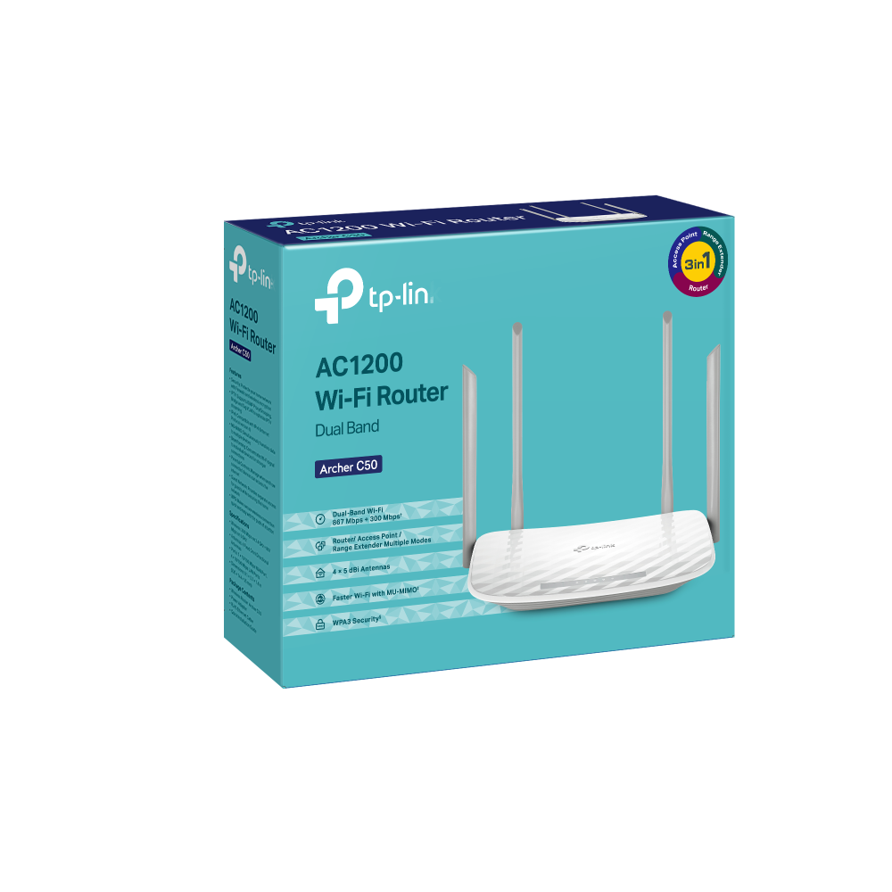 Phát Wifi TP-Lin Archer C50 (4 anten, 1167Mbps, 2 băng tần, Repeater, 4LAN)