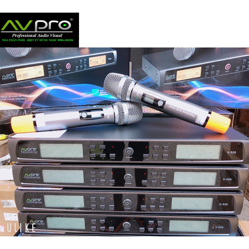 AVPRO V550 - Micro không dây cao cấp - Tặng bộ 04 pin sạc và bộ sạc tự ngắt - Hàng chính hãng