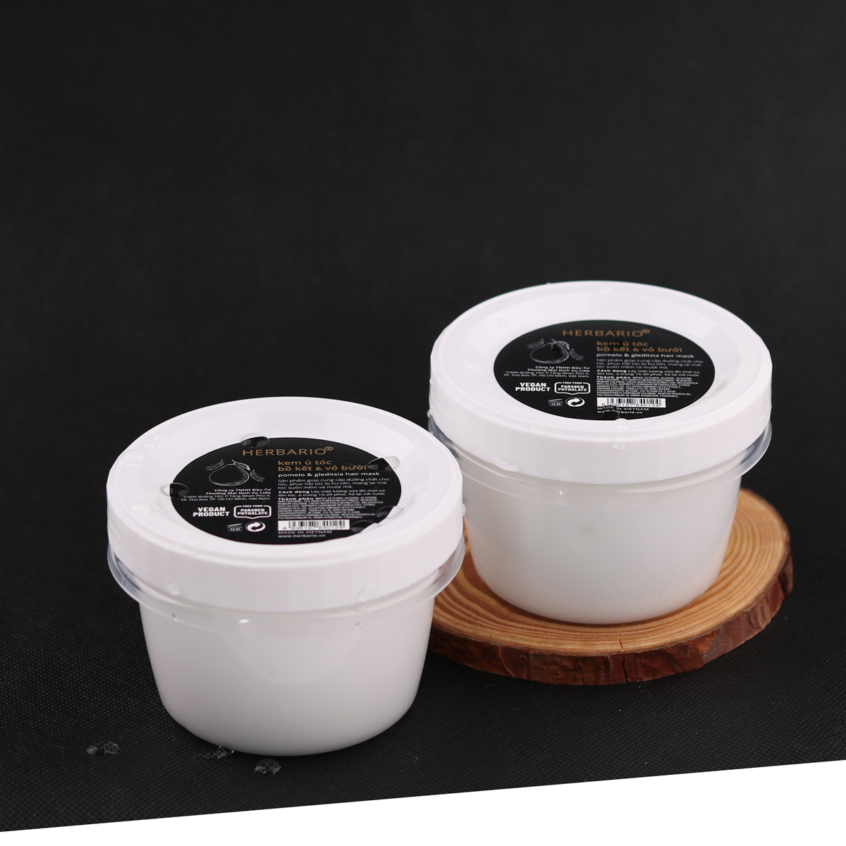 Kem ủ tóc bồ kết và vỏ bưởi Herbario 200ml dưỡng tóc chắc khỏe đen bóng suôn mượt thuần chay