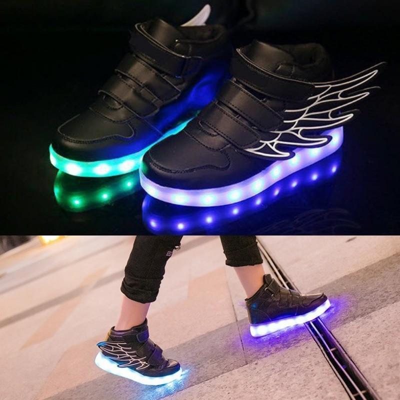 GIÀY PHÁT SÁNG CÁNH TIÊN CHO BÉ 3 - 12 tuổi sạc USB thông minh kiểu dáng sneaker 7 chế độ đèn 4 chế GH02