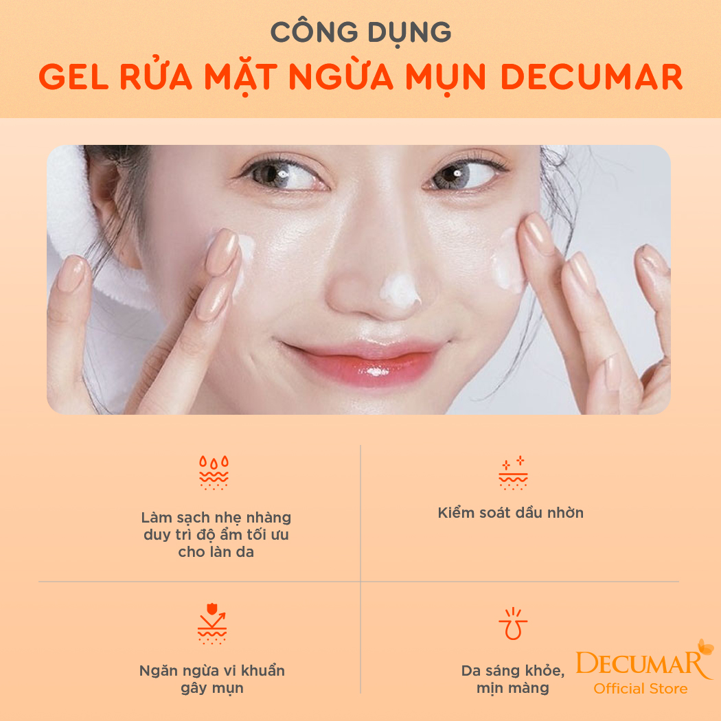 Sữa rửa mặt dạng Gel Decumar Clean Advanced 50gr hoàn toàn mới kiểm soát nhờn mụn