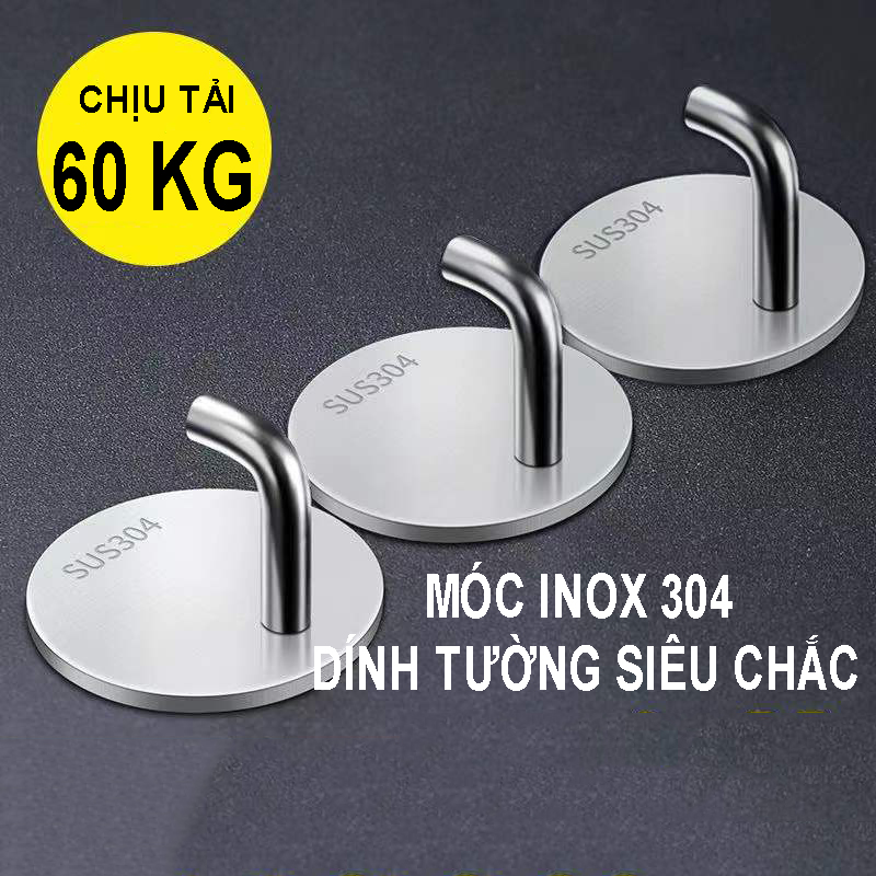 Móc Dán Tường INOX 304 Treo Đồ nặng, Treo Thớt, Nồi Niêu Treo Đồ Đa Năng  Dán Mọi Bề Mặt