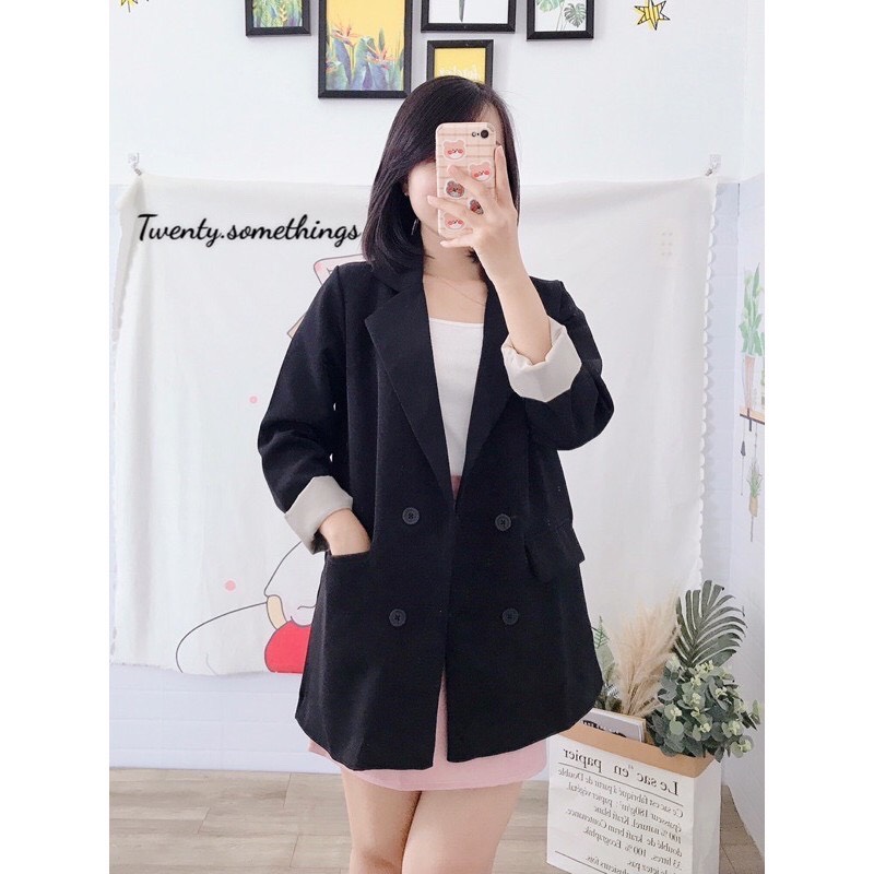 ÁO BLAZER ĐEN 2 LỚP ULZZANG HÀN QUỐC (ảnh thật/sẵn/có video)