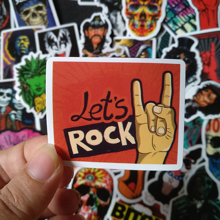 Bộ Sticker dán cao cấp chủ đề ROCK - Dùng dán Xe, dán mũ bảo hiểm, dán Laptop