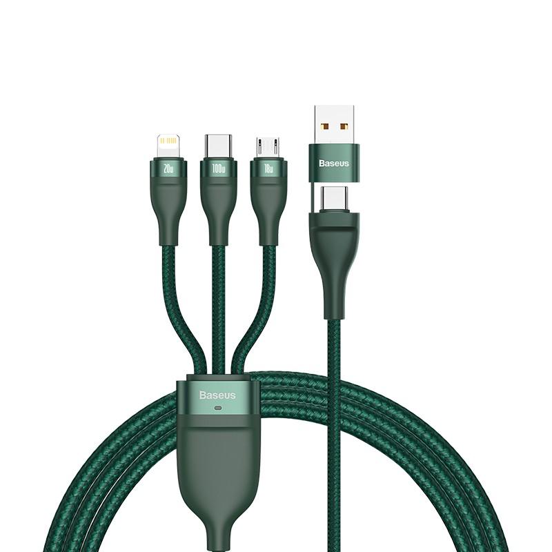 Cáp sạc đa năng 6 trong 1 Baseus Flash Series Two-for-three Data Cable U+C to M+L+C 100W LV874-Hàng chính hãng