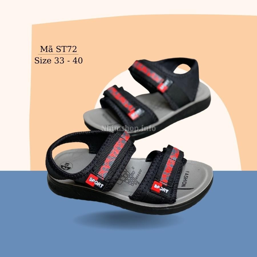 Giày Sandal bé trai quai ngang thể thao năng động và cá tính dép quai dán xé linh hoạt siêu nhẹ êm chân cho trẻ em học sinh 7 8 9 10 11 12 tuổi đi học màu đỏ đen thời trang dễ phối đồ ST72