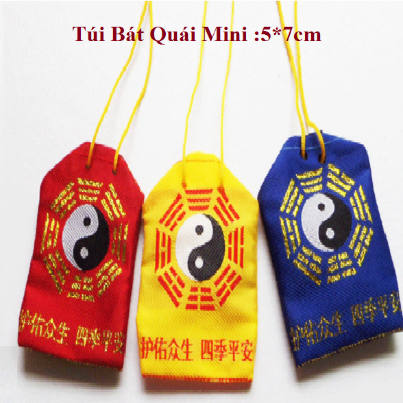 Túi vải Bát Quái Mini 4.6*7cm(xu,thẻ,phù,vật phẩm phong thủy...)