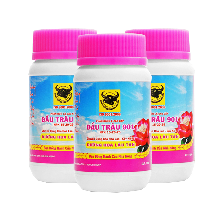 Phân bón đầu trâu MK 901  - COMBO 3 hũ | Phân bón chuyên dùng cho hoa lan, hoa hồng, rau củ quả | Dưỡng hoa lâu tàn, đậu trái, ngọt trái