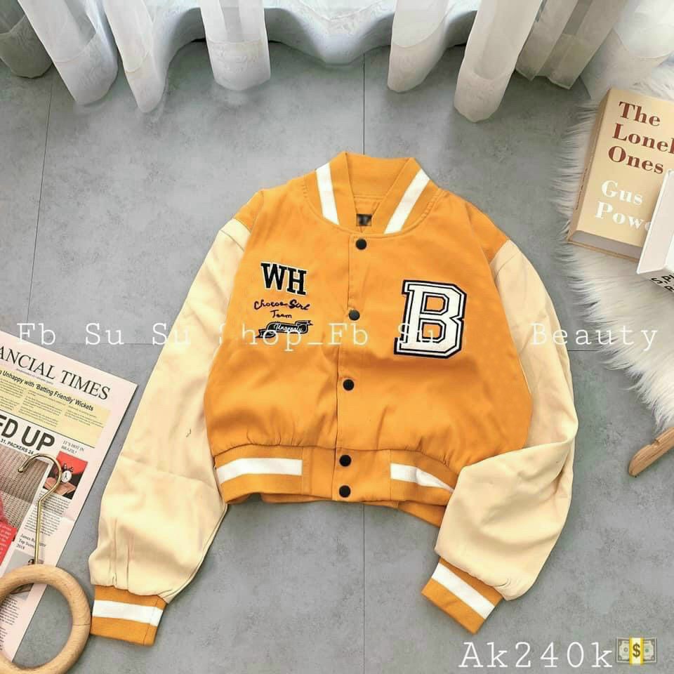 Hình ảnh Áo khoác jacket nữ tay dài cổ chữ B thời trang, áo khoác bomber crtop, áo khoác lửng, ÁO KHOÁC LỬNG CROPTOP THÊU CHỮ B CÁ TÍNH ÁO KHOÁC BOMBER SIÊU HOT THỜI TRANG