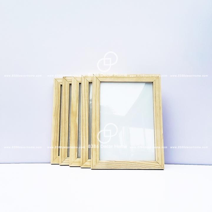 Khung ảnh gỗ thông, 20x20, A3, A4, A5, tặng móc và đinh 3 chân treo không cần khoan tường