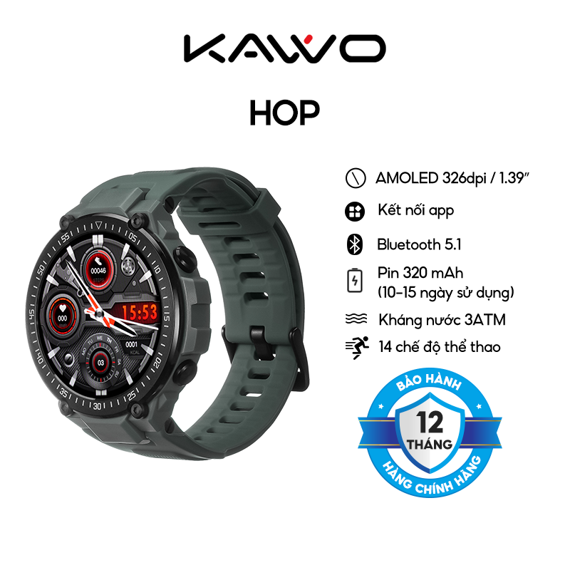 Đồng Hồ KAVVO HOP | Màn hình lớn 1.39 Inch| Kháng nước 3 ATM - Hàng chính hãng - Bảo hành 12 tháng