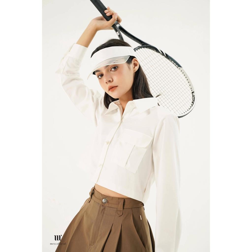 Áo sơ mi croptop công sở nữ Méo shop phong cách cá tính dài tay Ondes