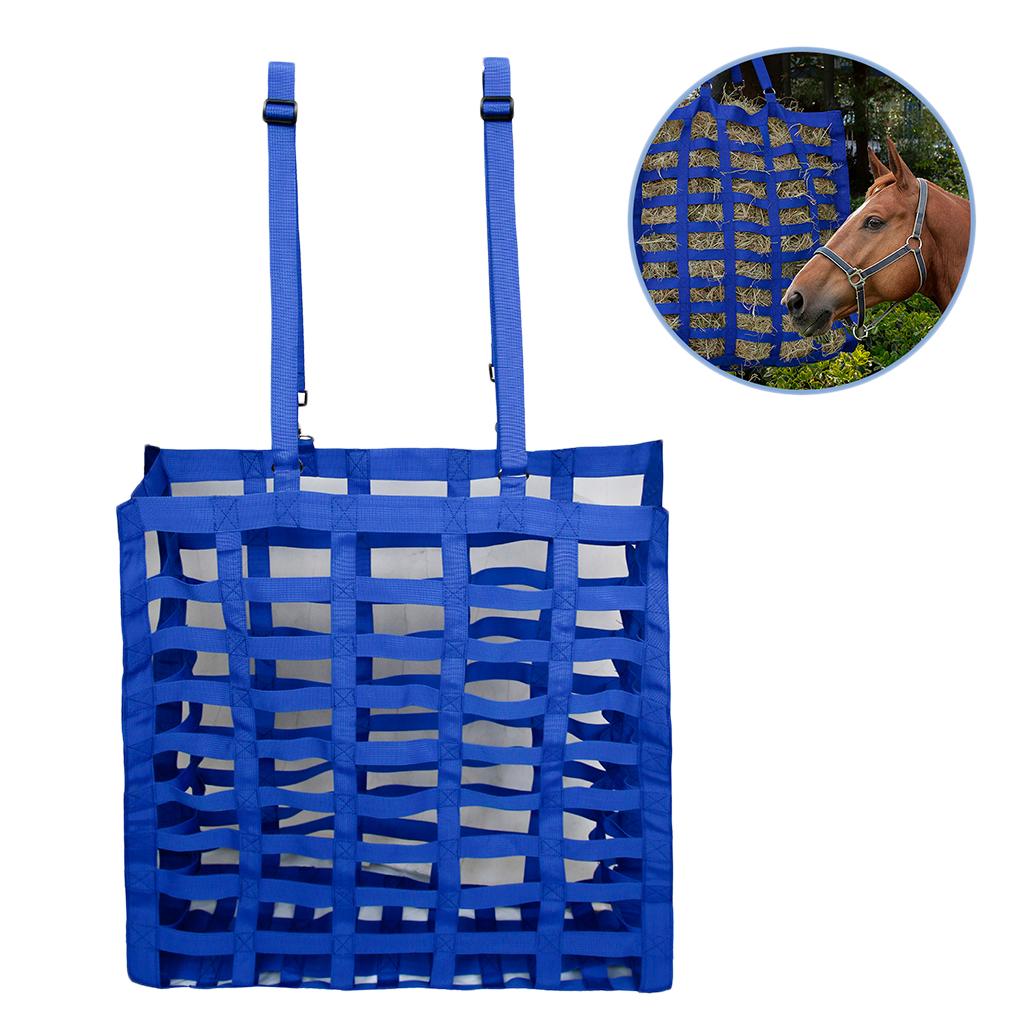 Pro Slow Feed Horse Hay Bag Easy-Feed Hay Net Tote Bag Storage Accessories Blue