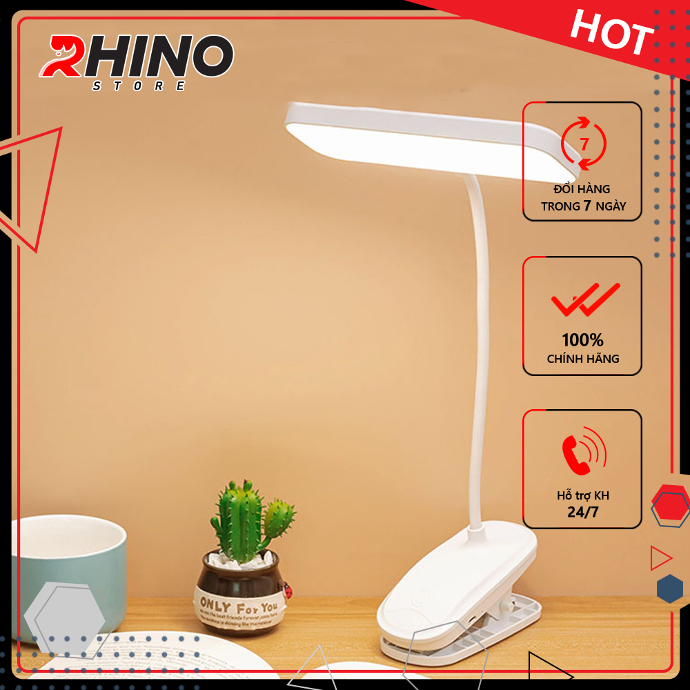 Đèn học LED gắn kẹp bảo vệ mắt chống cận cảm ứng Rhino L203, tích điện đa năng làm việc, để bàn học