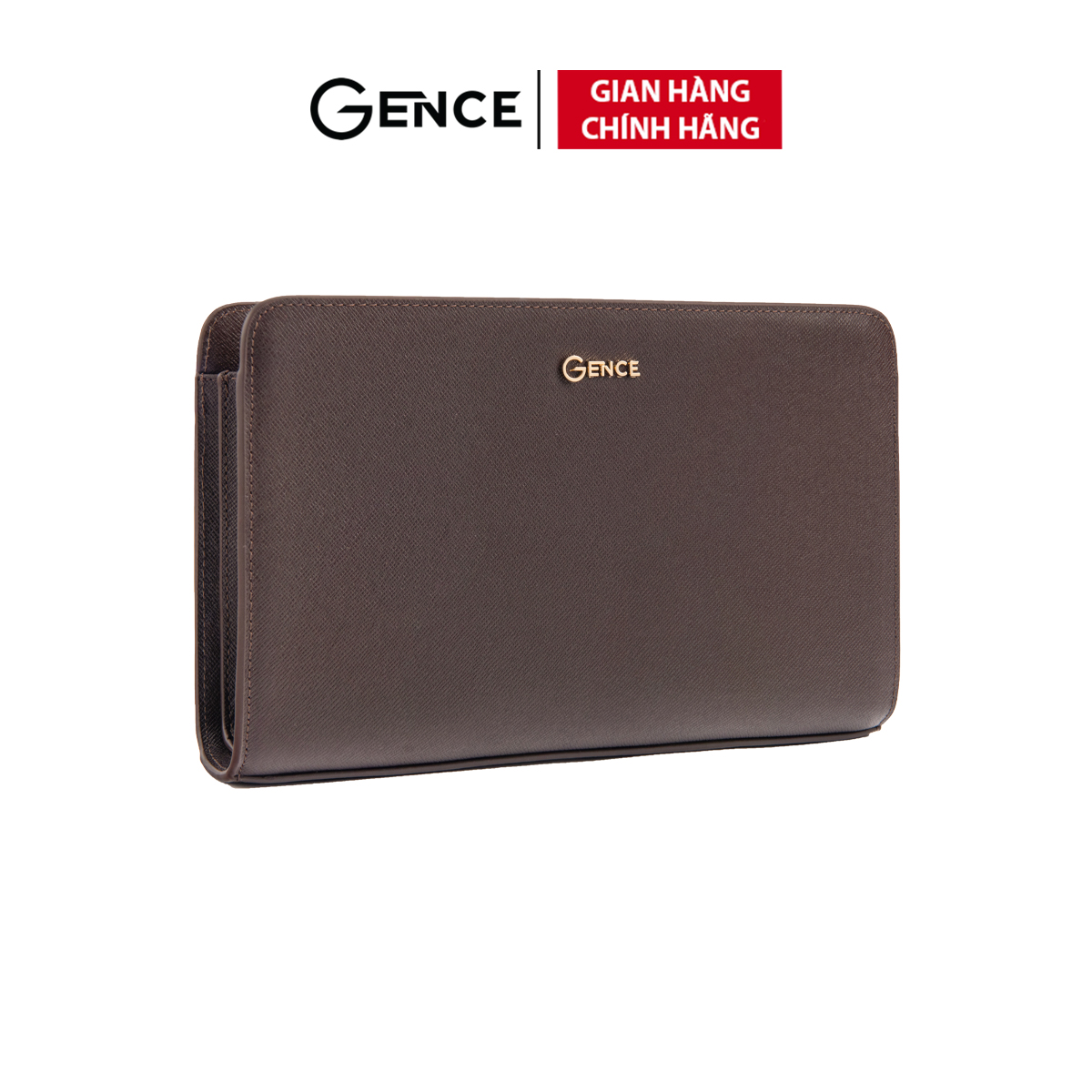 Clutch Nam Ví Cầm Tay Chính Hãng GENCE HT24 Da Bò Cao Cấp Màu Nâu