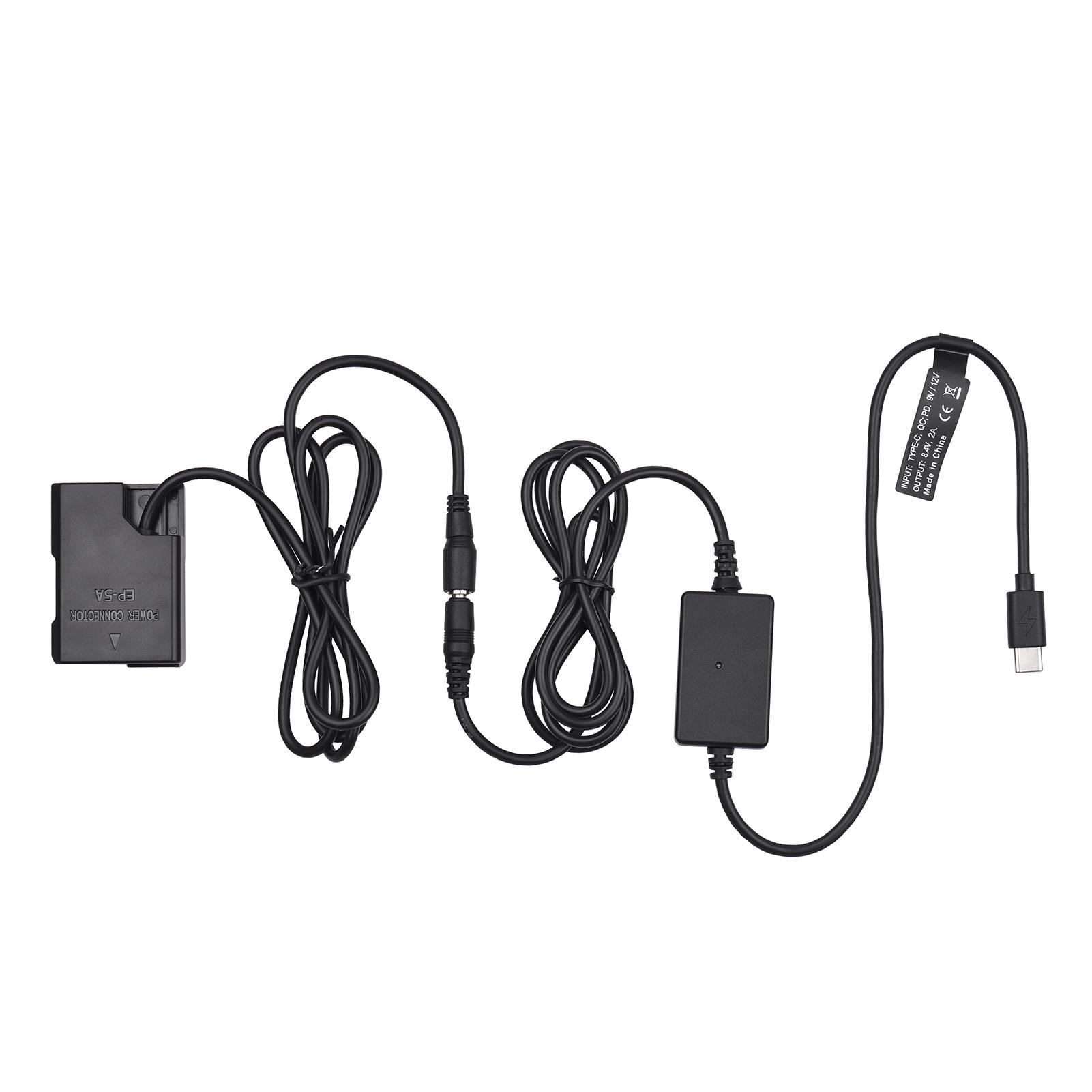 PD USB Type-C Cable to EP-5A Dummy Battery DC Coupler EN-EL14 for Nikon D5600 D5500 D5300 D3200 D3300 D3400 D3500 P7800