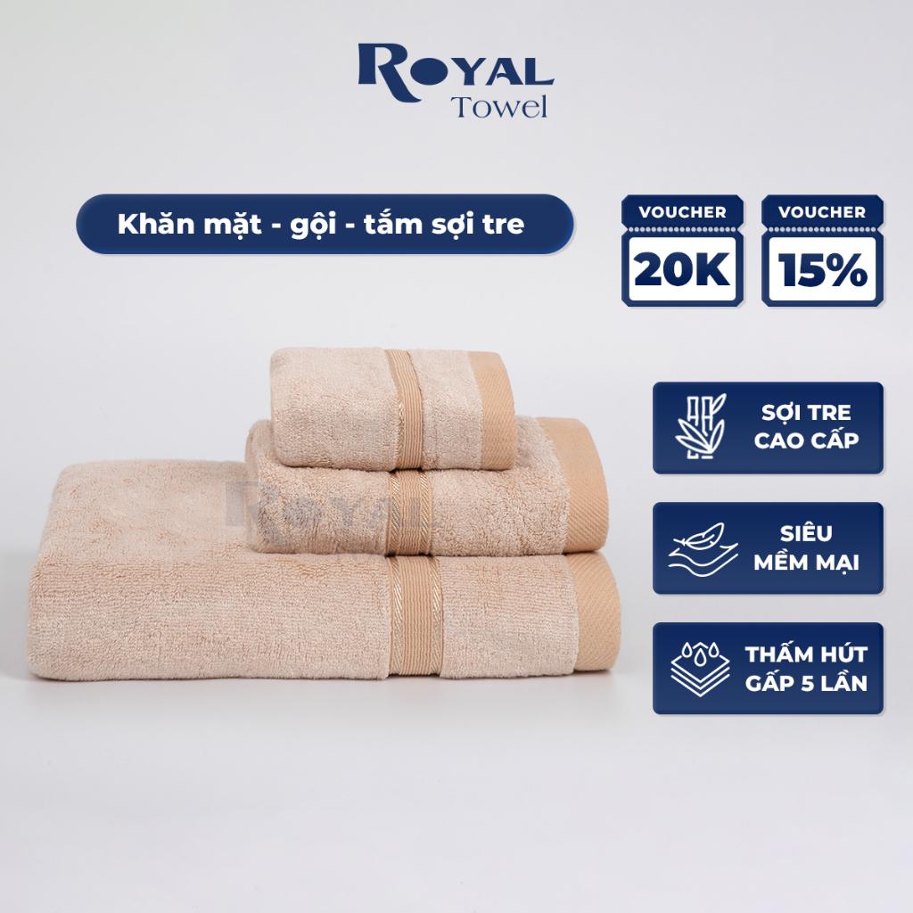 Khăn Tắm Khăn Gội Đầu Khăn Lau Mặt Sợi Tre ROYAL TOWEL Cao Cấp Xuất Nhật, Thấm Hút Không Ra Màu