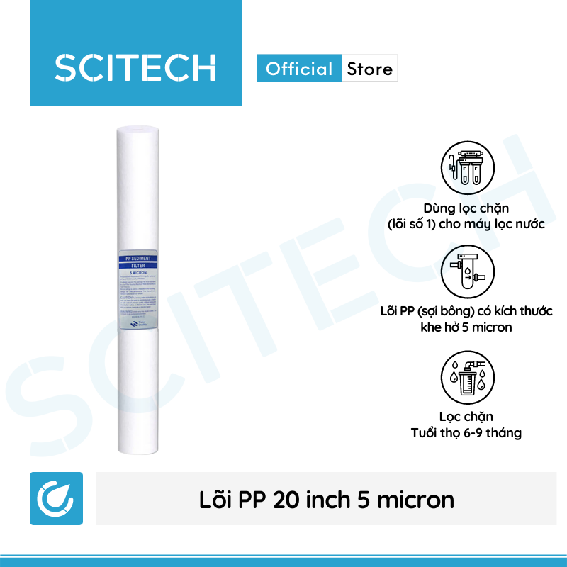 Bộ lõi số 1,2,3 Olsmo Pure 20 inch by Scitech - Dùng cho máy lọc nước RO, bộ lọc thô - Hàng chính hãng