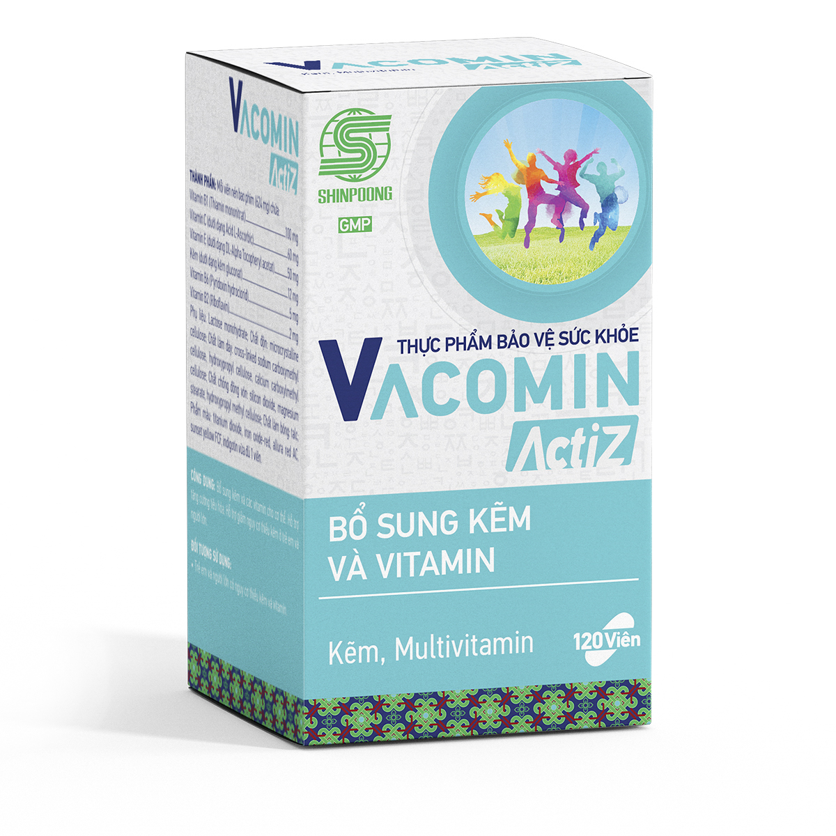 Thực Phẩm Bảo Vệ Sức Khỏe bổ sung vitamin tổng hợp, vitamin nhóm B, E, C và Kẽm hữu cơ Shinpoong Vacomin ActiZ - Hộp 120 viên