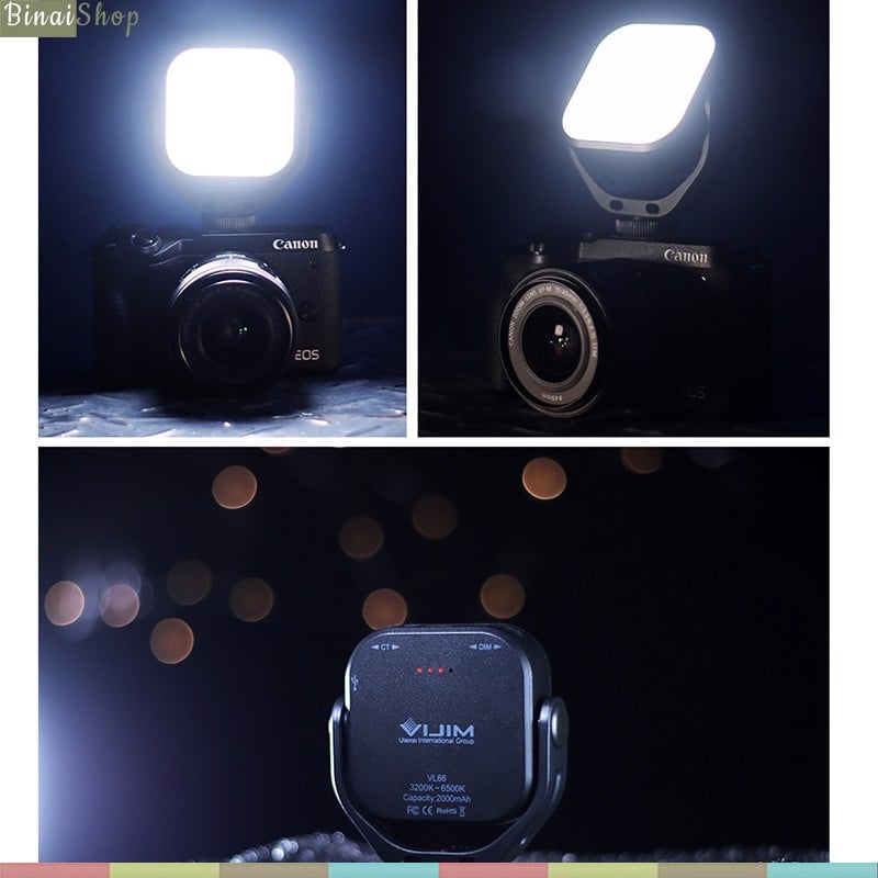 Vijim VL66 - Đèn LED Cho Máy Ảnh, Điện Thoại, Giá Chữ U, Xoay 360 Độ, Khoảng Cách Chiếu Sáng 6m- Hàng chính hãng