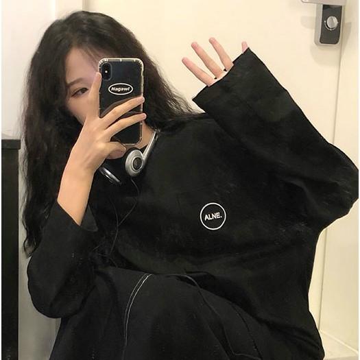 Áo thun dài tay có túi ALNE phông Unisex nam nữ tee oversize form rộng pull Ulzzang Streetwear thu đông vải mềm