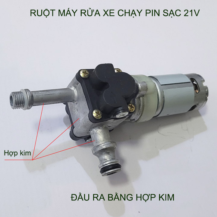 Cụm đầu máy bơm rửa xe dùng pin sạc 21V (mẫu nâng cấp đầu bằng hợp kim nhôm)