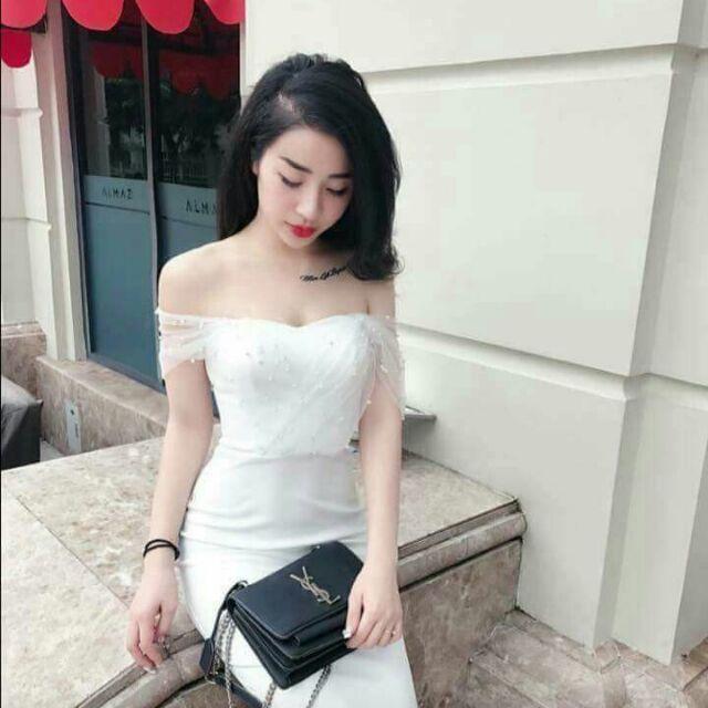Đầm body thun rớt trân châu