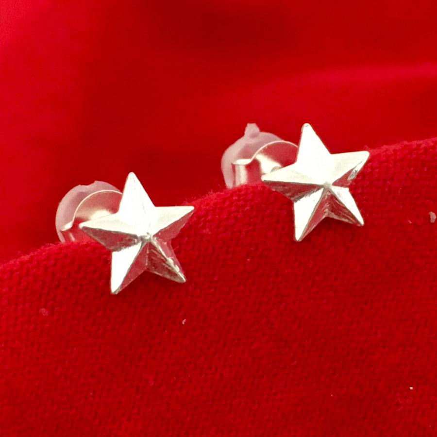 Khuyên tai nụ bạc đeo cho nam và nữ Sao năm cánh Bạc Quang Thản - QTBT113