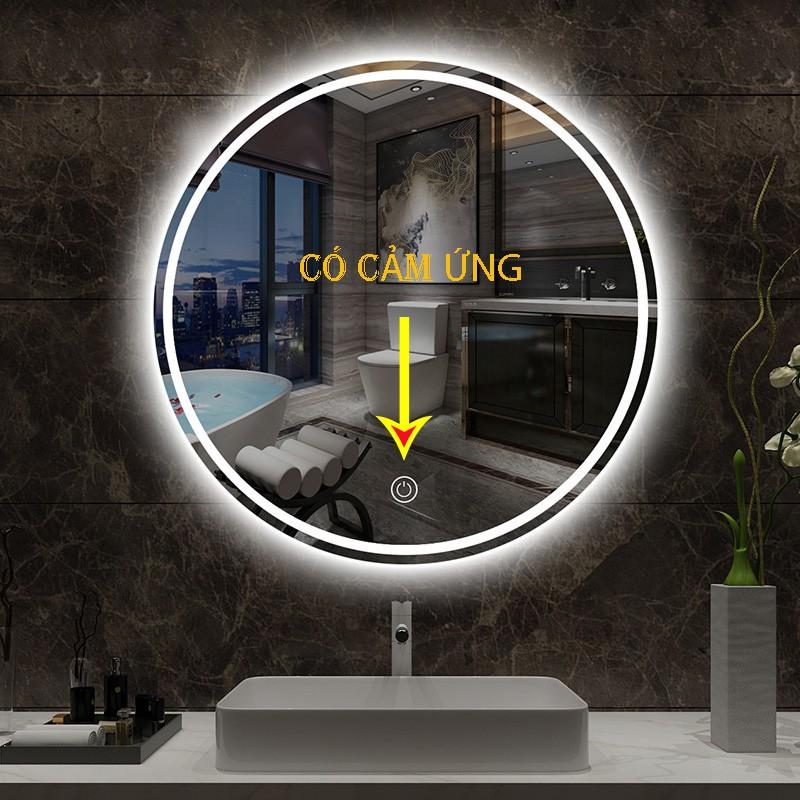 Gương tròn đèn led trang điểm treo tường cảm ứng thông minh kích thước D70- guong mirror