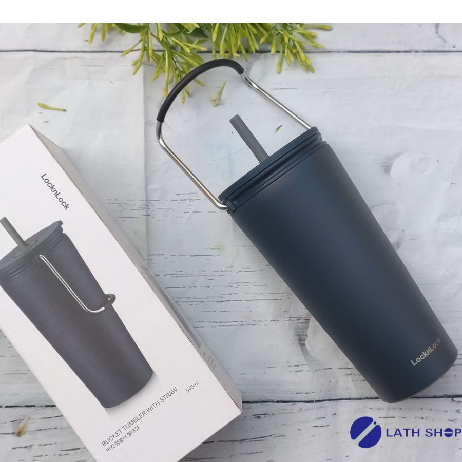Bình Giữ Nhiệt Có Ống Hút Lock&Amp;Amplock Bucket Tumbler With Straw Lhc4268Nvy - Màu Xanh Navy