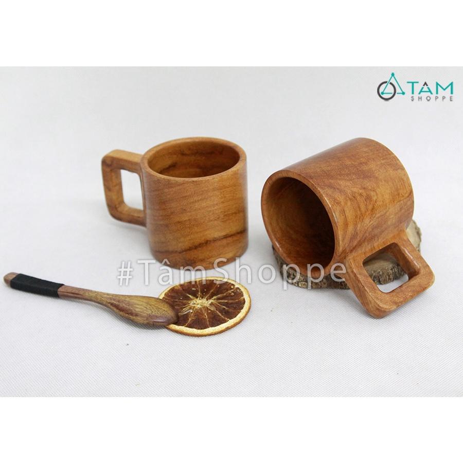 Ly cốc gỗ nguyên khối quai vuông LC-01