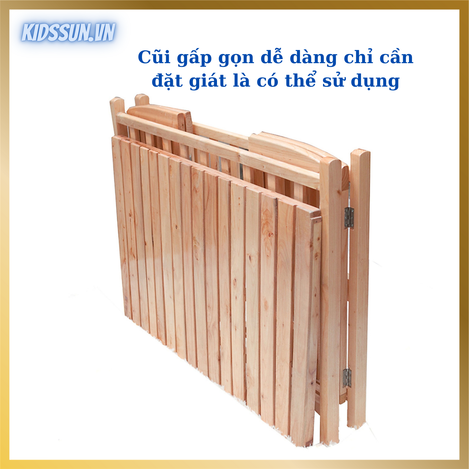 Cũi Gỗ Quế KIDSSUN Cho Tre Em Chất Liệu Gỗ Quế Màu Tự Nhiên Kích Thước 110x70x96cm Tặng Kèm Bánh Xe