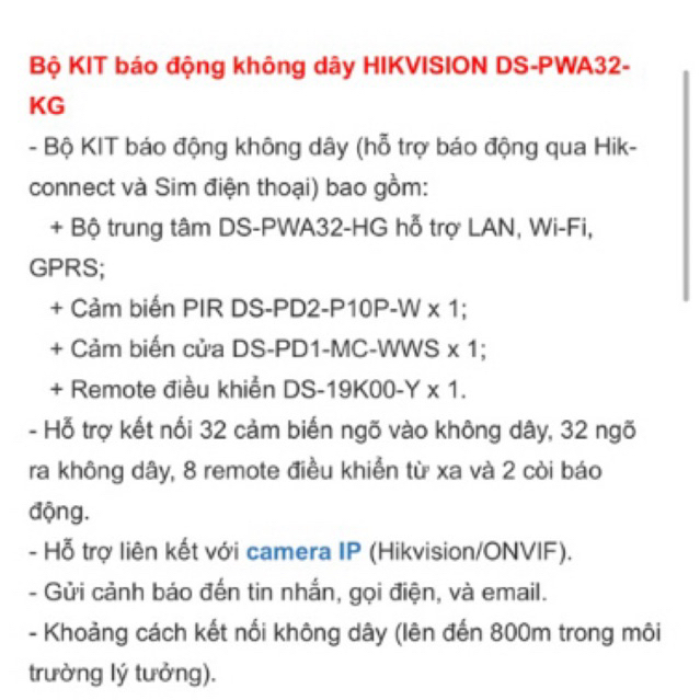 Bộ kit báo động không dây DS-PWA32-KG, bộ báo động wifi qua Hik-connect & Sim điện thoại- Hàng chính hãng