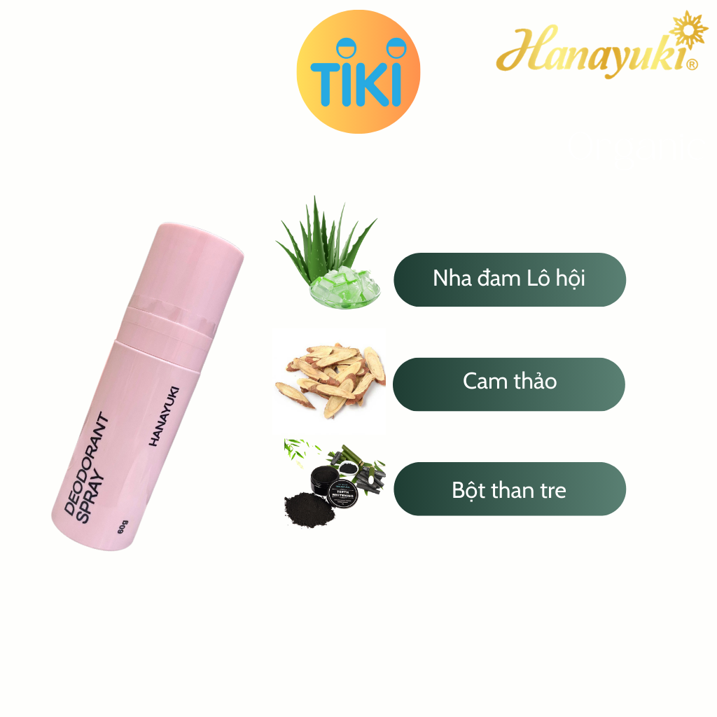 Xịt Thơm Hanayuki Deodorant Spray Chính Hãng - Xịt Thơm Cơ Thể Giúp Khử Mùi Giảm Tiết Mồ Hôi 60g