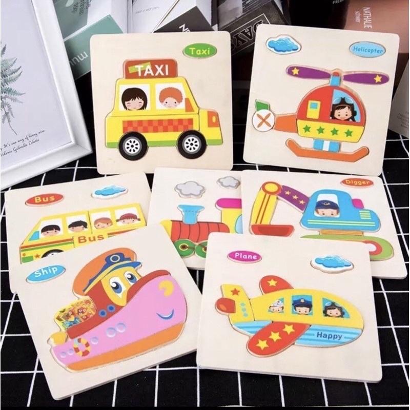 Tranh ghép gỗ 3D có kèm tên tiếng anh cho bé