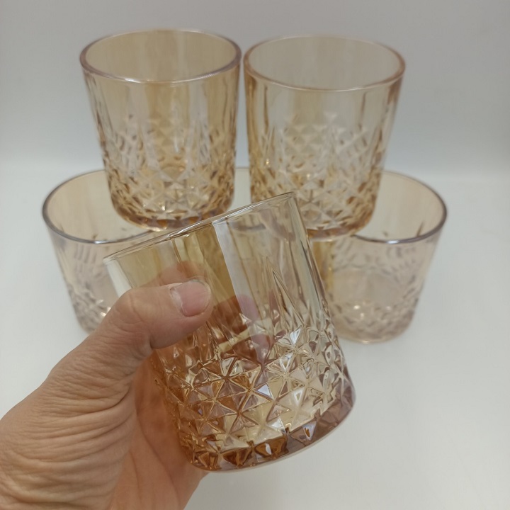 Bộ Cốc Thủy Tinh Pha Lê Dung Tích 345 ml Họa Tiết Kim Cương Decor Cao Cấp