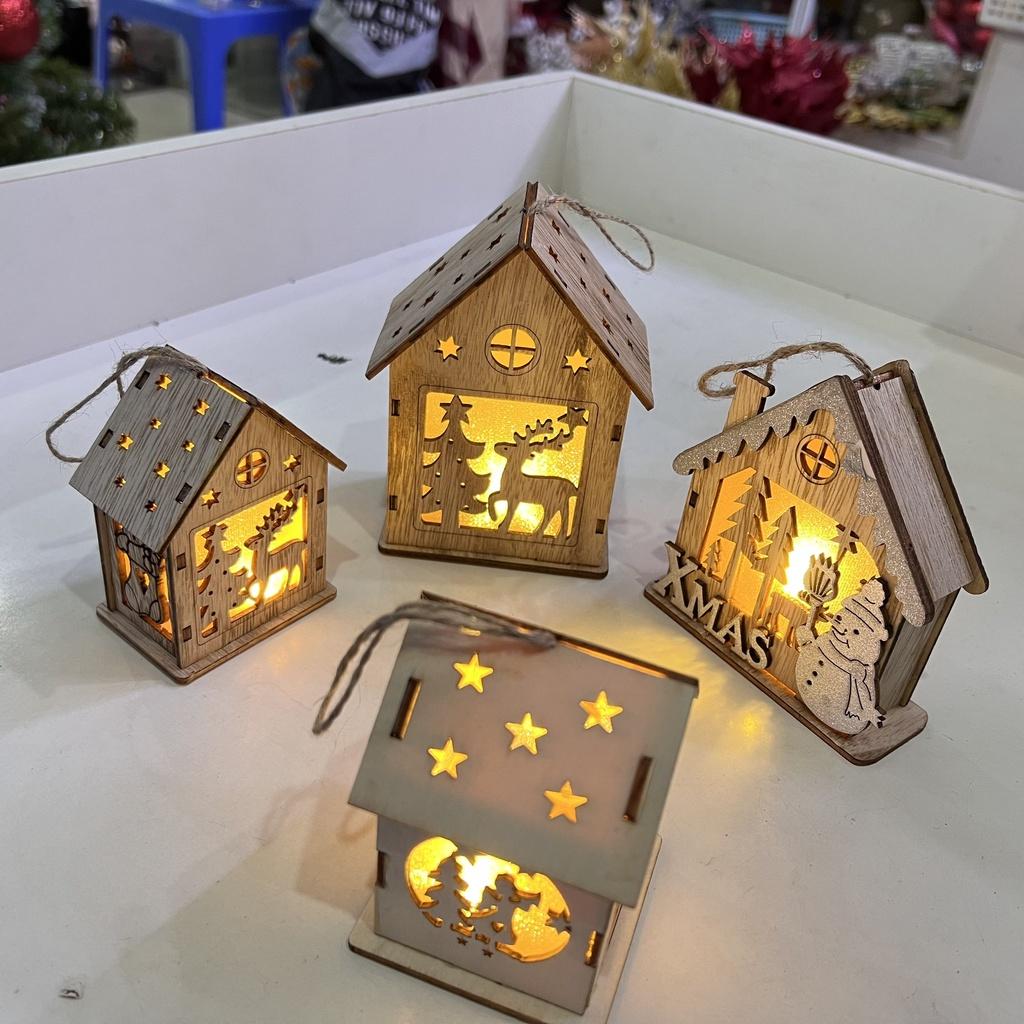 Mô hình nhà gỗ Giáng sinh có đèn sáng trang trí Noel và làm quà tặng