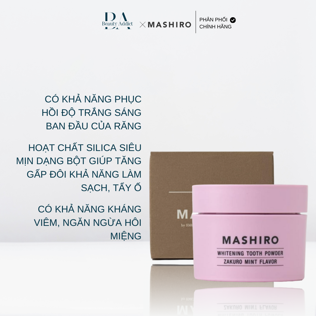 Bột đánh răng làm trắng mùi lựu bạc hà Mashiro Tooth Powder Zakuro Mint