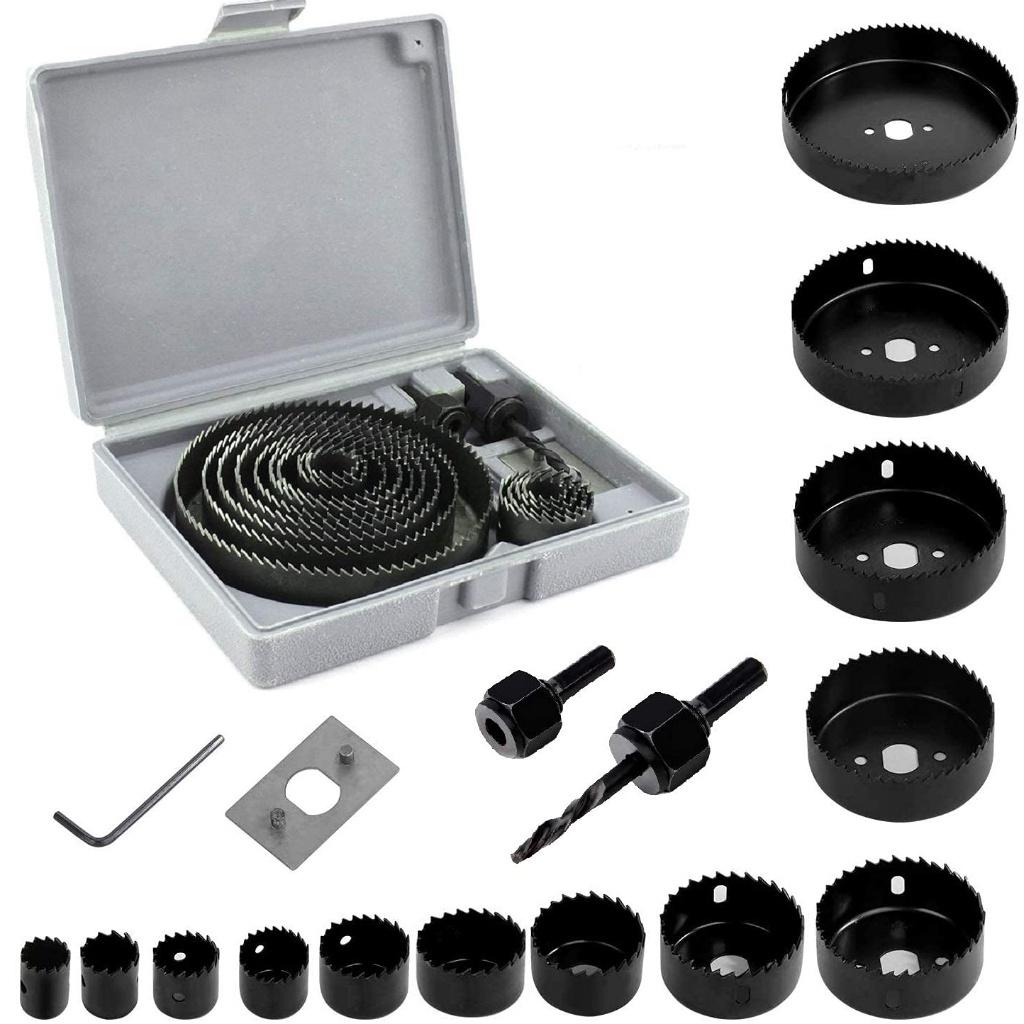 Mũi Khoan Khoét Lỗ Tròn Thạch Cao, gỗ 13 size vành khoét 19, 22, 25, 28, 32, 38, 44, 54, 64, 76, 89, 102, 127mm