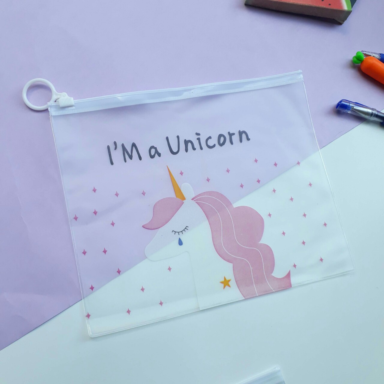 Combo 4 Túi Đựng Bút viết Zip Unicorn - Mẫu Khác Nhau