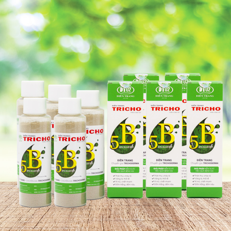 Combo 5 hộp Nấm Trichoderma Phòng Ngừa Nấm Bệnh TRICHO 5B Chai 50g